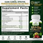 GREEN VALLEY NATURALS Brain Vitality Plus™ – Apoyo Cognitivo para Memoria, Concentración y Claridad Mental con Cognizin® Citicolina, Bacopa Monnieri y DHA Omega-3 | 60 Cápsulas Blandas