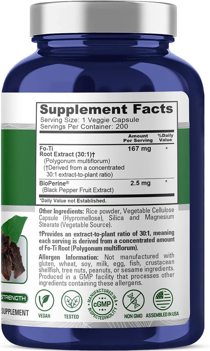 NusaPure Fo-Ti Cápsulas, 167 mg, 200 – Salud capilar: Tradicionalmente se ha usado para promover un cabello fuerte – Image 2