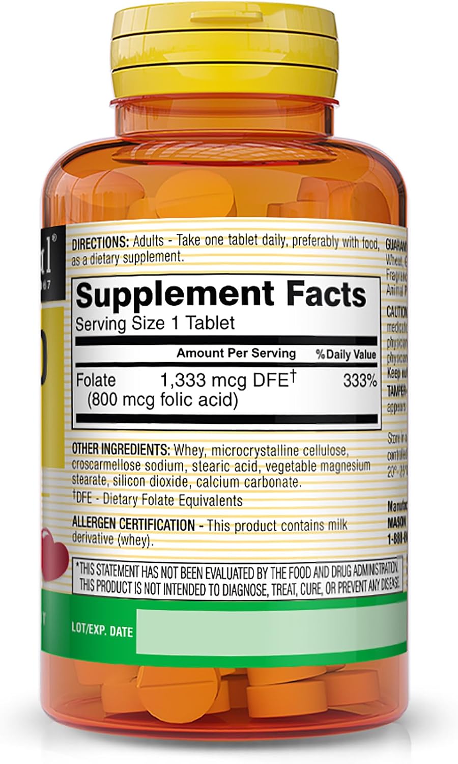 Ácido Fólico 800 mcg, Complemento Prenatal y Bienestar General, 100 Comprimidos (Pack de 3)