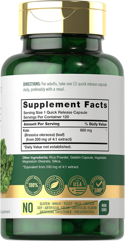 Carlyle Suplemento de Kale | 120 Cápsulas | Extracto de Hoja | Sin Gluten y No-GMO – Image 2
