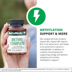 NutraMedix Methyl Complete - Cápsulas Completo para Metilación y Energía - Vitamina B2, B6, B12 y Folato - con Monohidrato de Creatina y Betaína Anhidra (120 Unidades)