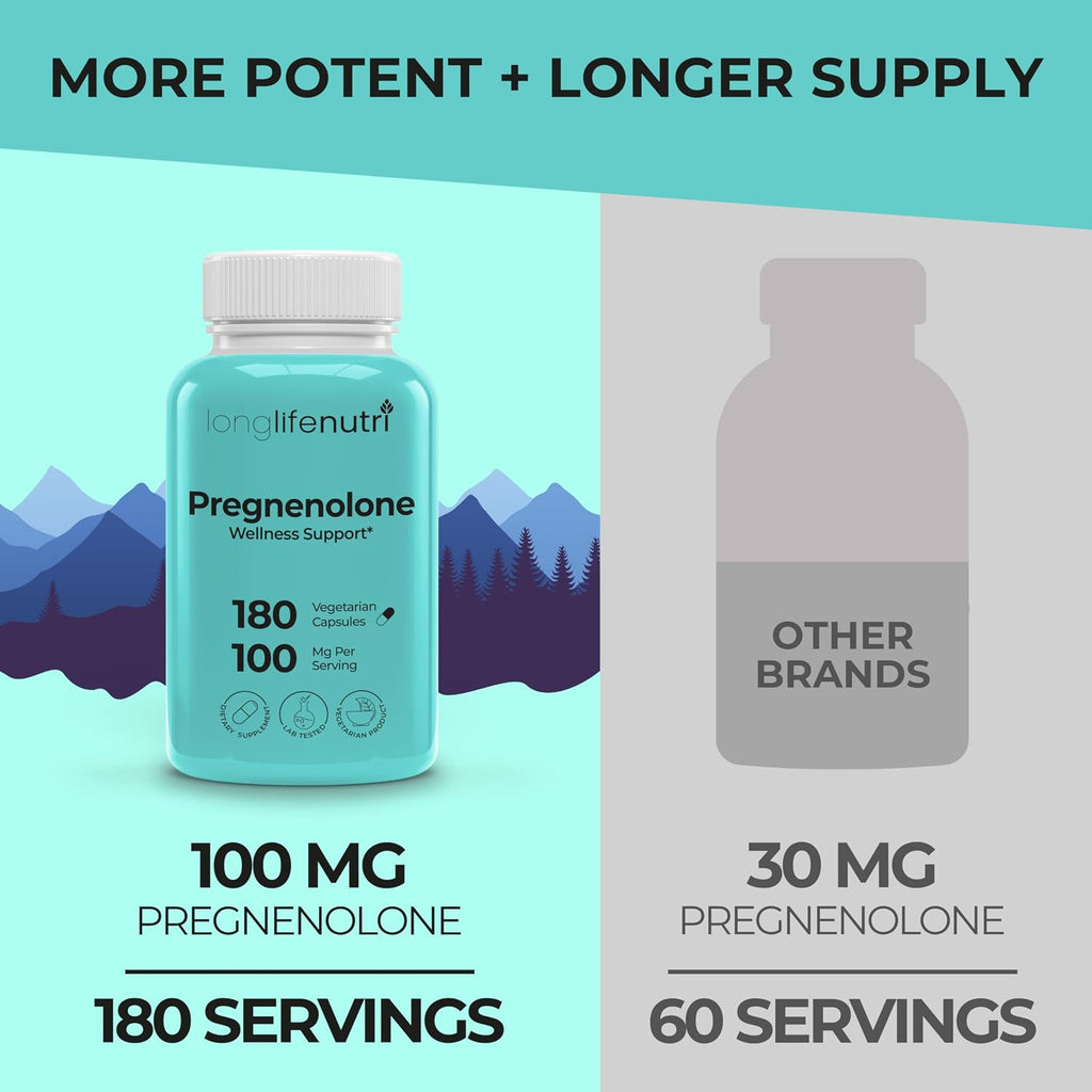 Brain & Hormone Support Pregnenolona - 180 Cápsulas Veganas