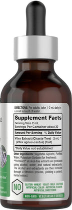 Extracto Líquido de Vitex (Baya de Casto) de Horbäach | 60 ml | Tintura Superconcentrada Sin Alcohol | Complemento Alimenticio Vegetariano, No-GMO, Sin Gluten