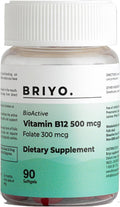 Briyo Vitamin B12 500 mcg (metilcobalamina) con Folato (metilfolato) y Hierro - 90 mini softgels