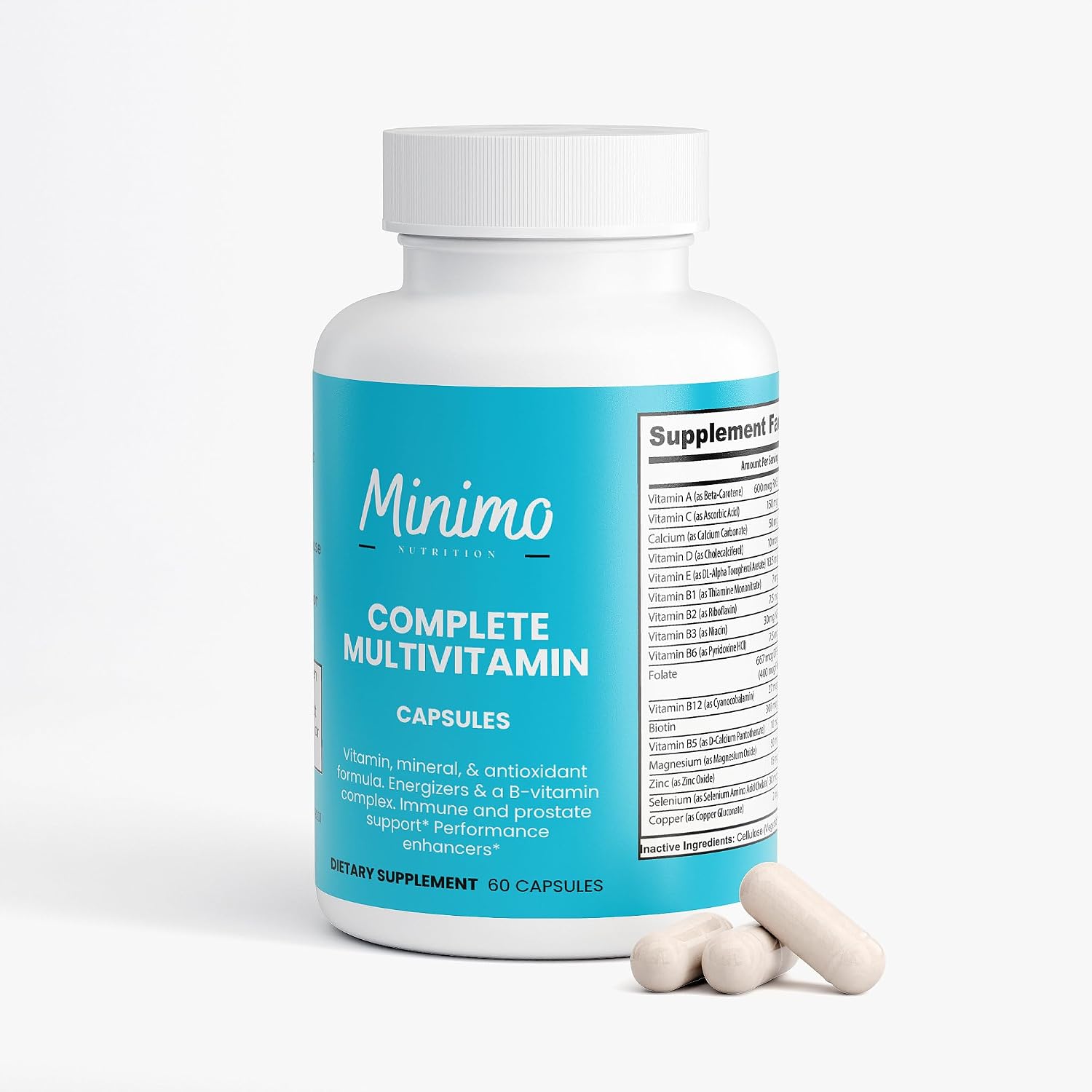 Minimo Nutrition Complete Multivitamin + Immunity Boost, 60 Cápsulas