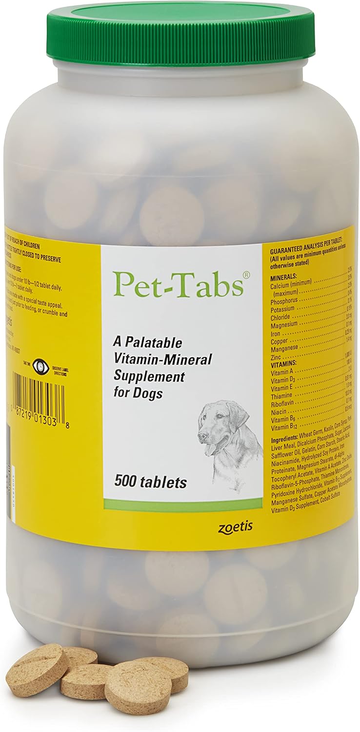 Pet-Tabs Multivitamínico y Mineral para Perros - 500 Comprimidos Masticables