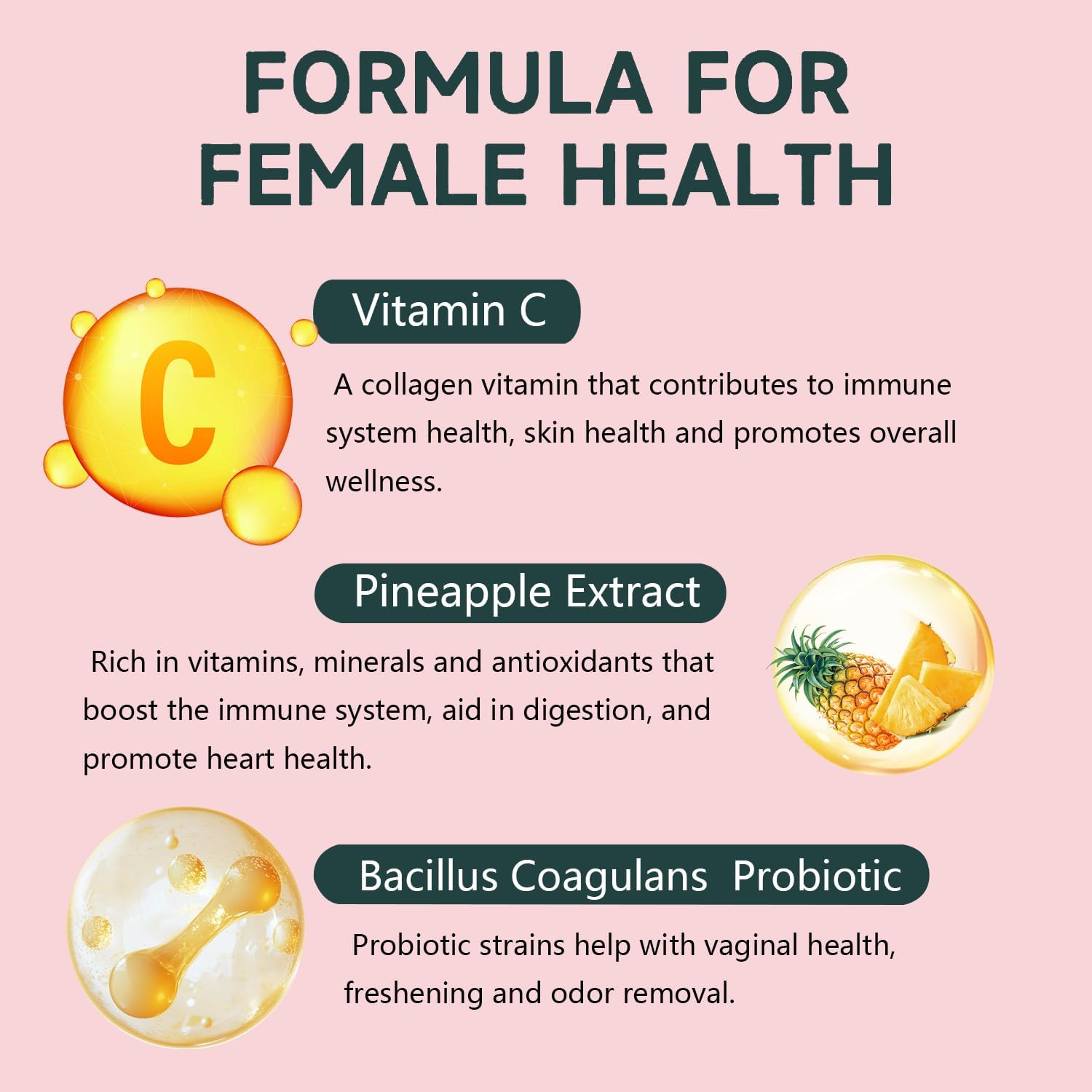 Premium Feminine Balance Gummies - Gomitas de Salud Vaginal con Probióticos y Vitamina C - 60 Gomitas