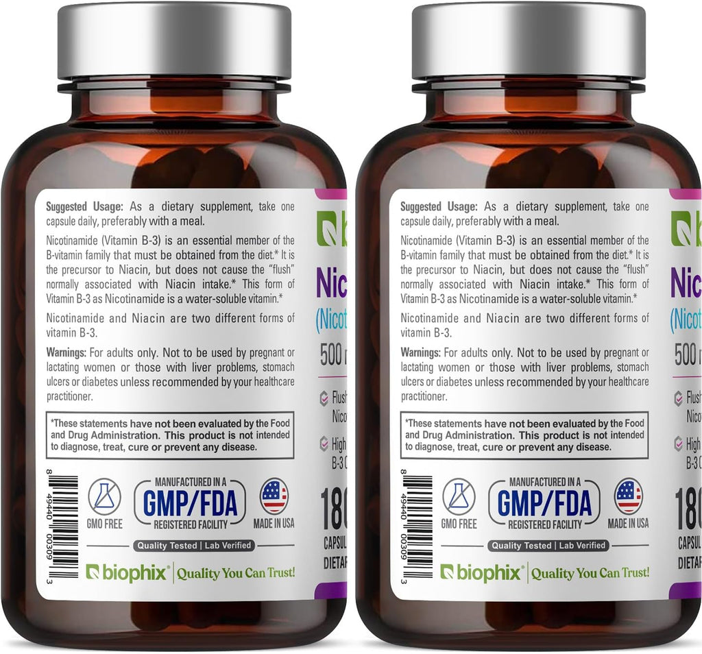 biophix B-3 Nicotinamida 500 mg, 180 Cápsulas (Paquete de 2)