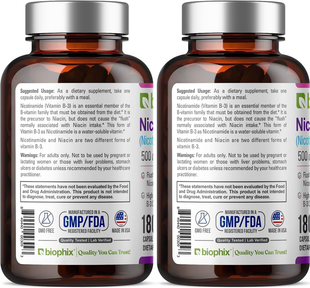 biophix B-3 Nicotinamida 500 mg, 180 – La niacina contribuye al mantenimiento de la piel y las mucosas en – Image 9