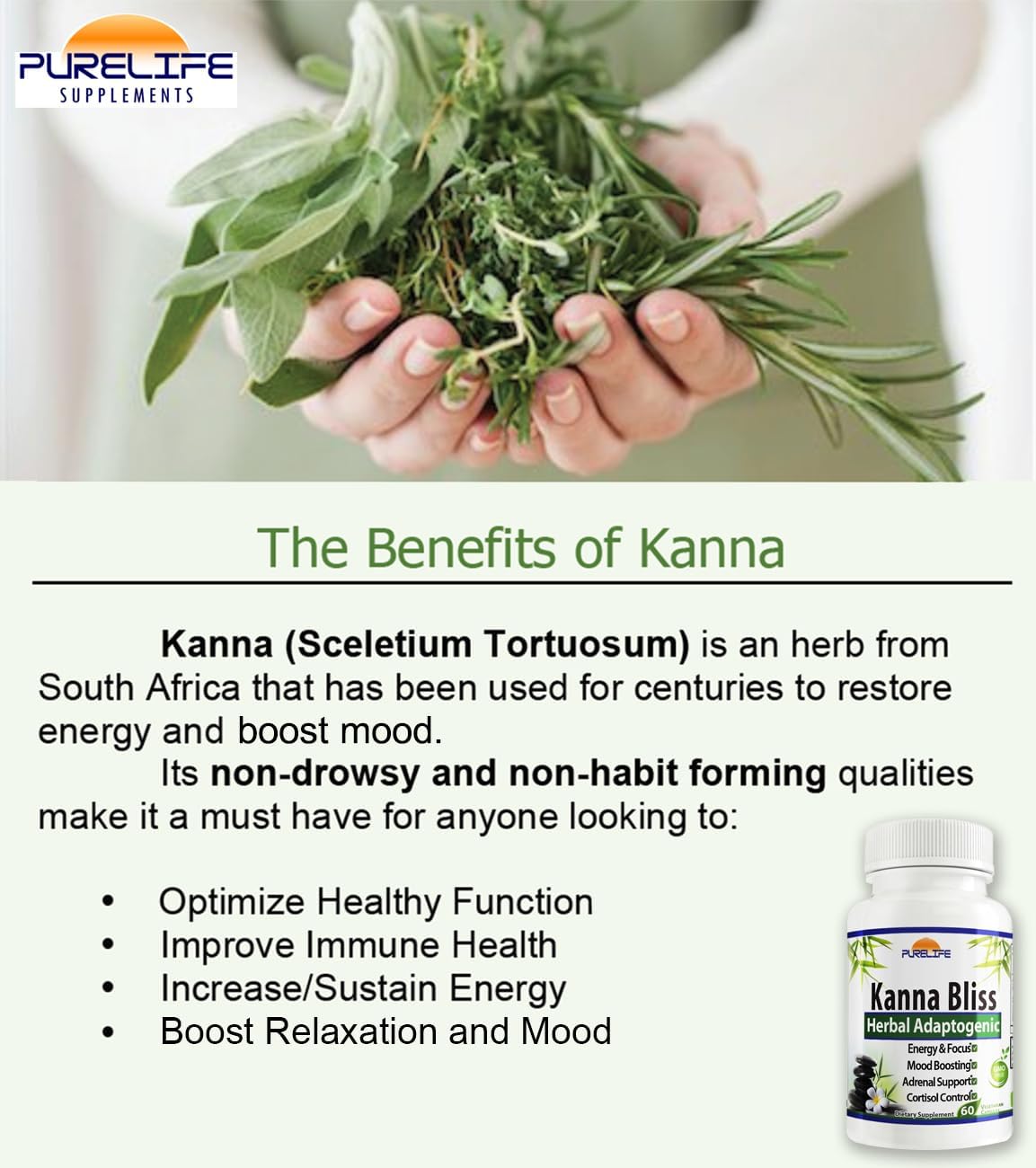 Kanna Bliss - Herbal Adaptogenic (60 Vegetarian Capsules)
