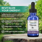 Vitamina B1 (Tiamina) Gotas - Extracto de Tiamina Vitamina B1 de Alta Potencia - Líquido Vitamínico Vegano, Sin Alcohol y Sin OGM - Mantiene la Salud del Sistema Nervioso, Apoya la Digestión y Aumenta la Energía, 1 Fl Oz