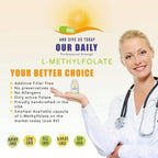 Our Daily Vites L-Metilfolato 1 mg (1000 mcg) - 180 Cápsulas - Folato Activo 5-MTHF, Sin Rellenos