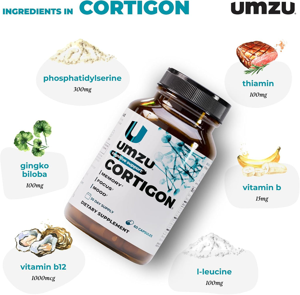 UMZU Cortigon - Suplemento con ginkgo biloba, fosfatidilserina, vitaminas B12 y B6