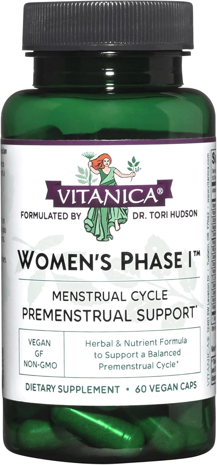 Vitanica Women's Phase I, Apoyo Premenstrual, Vegano, 60 Cápsulas