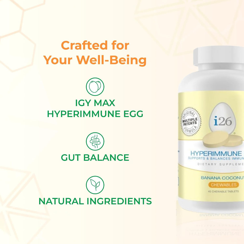Youngevity i26 Hyperimmune Egg IgY Max Banana Coconut - 45 Comprimidos Masticables