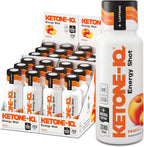 Ketone-IQ +Caffeine Performance Energy Shots – Energía Limpia para Enfoque y Resistencia, 5g Cetonas, 100mg Cafeína de Té Verde, Vitaminas B, 24 unidades (Melocotón)