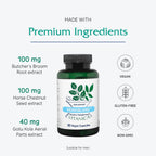 Vitanica VeinoBlend - Suplemento Circulatorio con Bromelina, Castaño de Indias, Centella Asiática, Rusco y Vitamina C - 90 Cápsulas