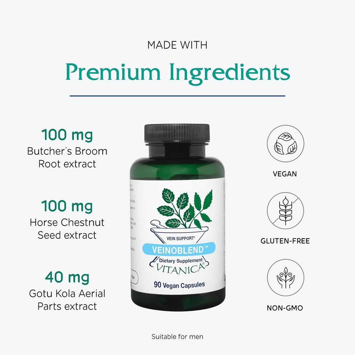 Vitanica VeinoBlend - Suplemento – Bromelina: Enzima derivada de la piña que favorece la fluidificación de la – Image 4