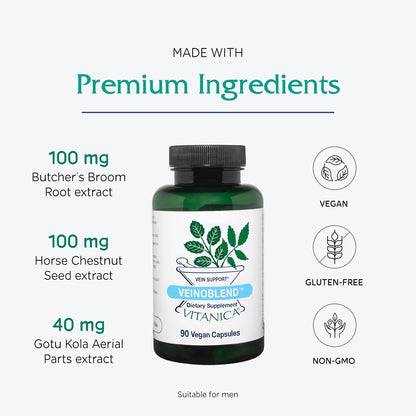 Vitanica VeinoBlend - Suplemento – Bromelina: Enzima derivada de la piña que favorece la fluidificación de la – Image 4