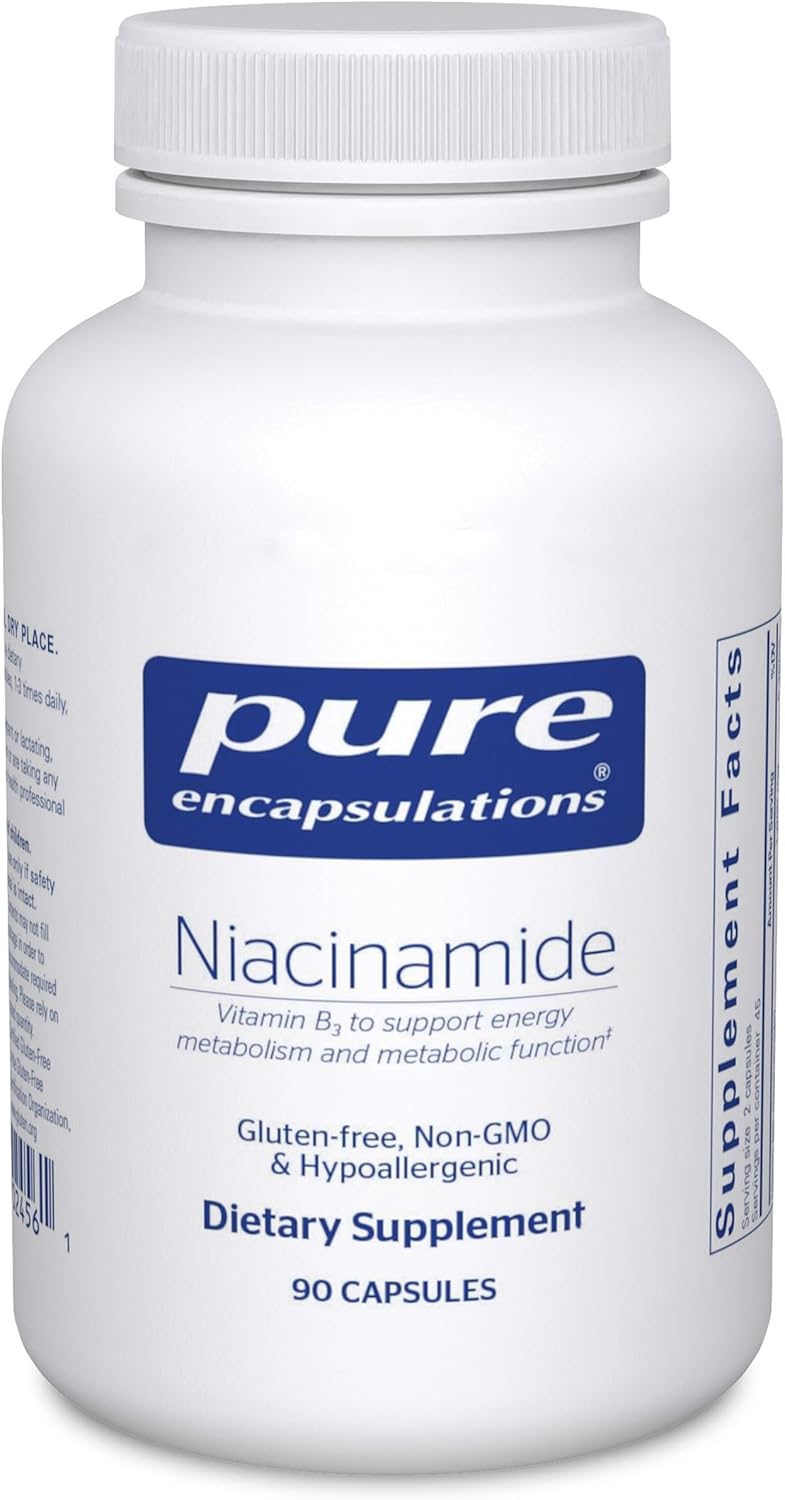 Pure Encapsulations Niacinamida | Vitamina B3 para el metabolismo energético y la movilidad articular | 90 Cápsulas