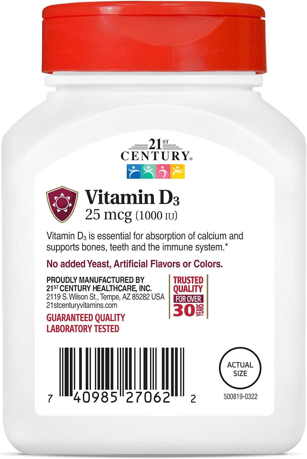 21st Century Vitamina D3 1000 UI, 110 Comprimidos