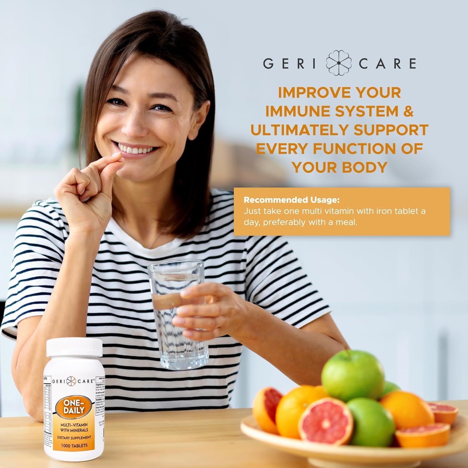 GeriCare Multivitamínico Diario con Minerales para Hombres y Mujeres (1000 Comprimidos)