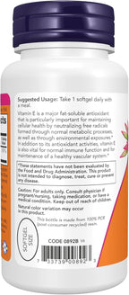 NOW Foods Vitamina E-400 UI con Tocoferoles Mixtos, 100 Cápsulas Blandas