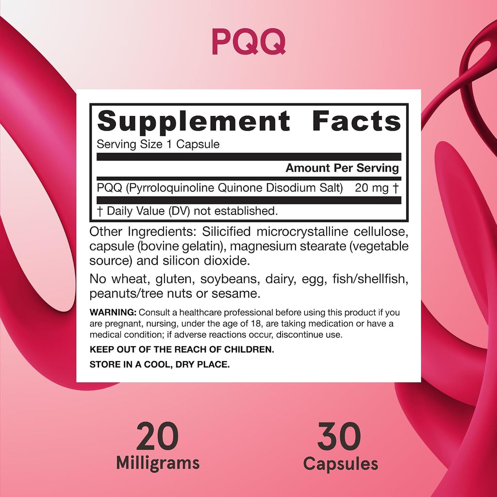 Jarrow Formulas PQQ 20 mg – Dietary Supplement, 30 Vegetable Capsules