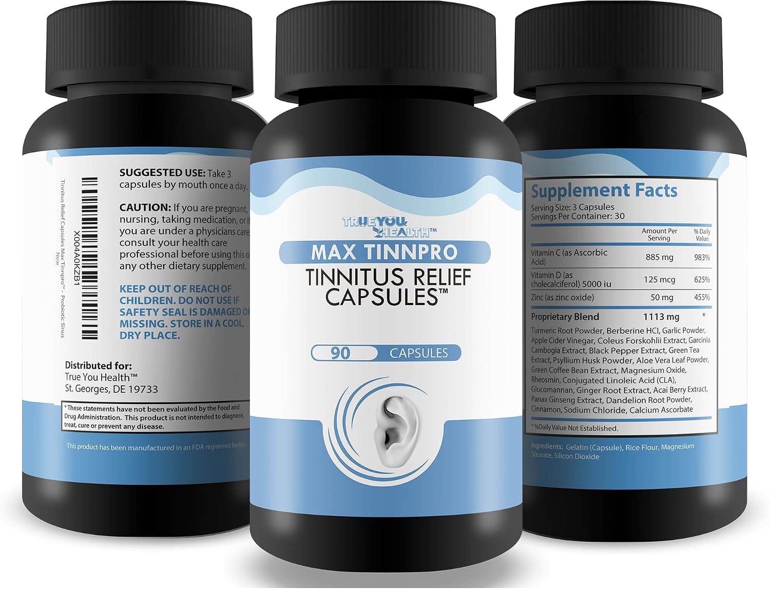 Max Tinnpro Cápsulas para el Apoyo del Tinnitus - Complemento para la Salud Auditiva