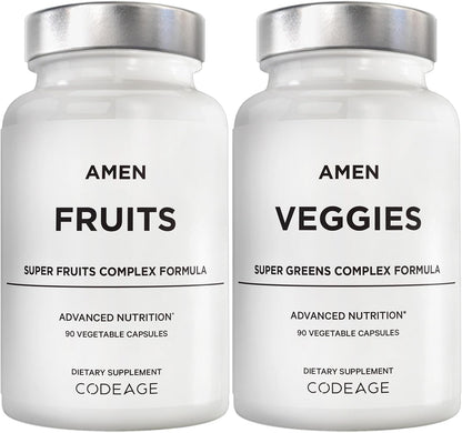 Amen Frutas y Verduras - Pack de 180 Cápsulas – La vitamina C contribuye al funcionamiento normal del sistema – Image 1