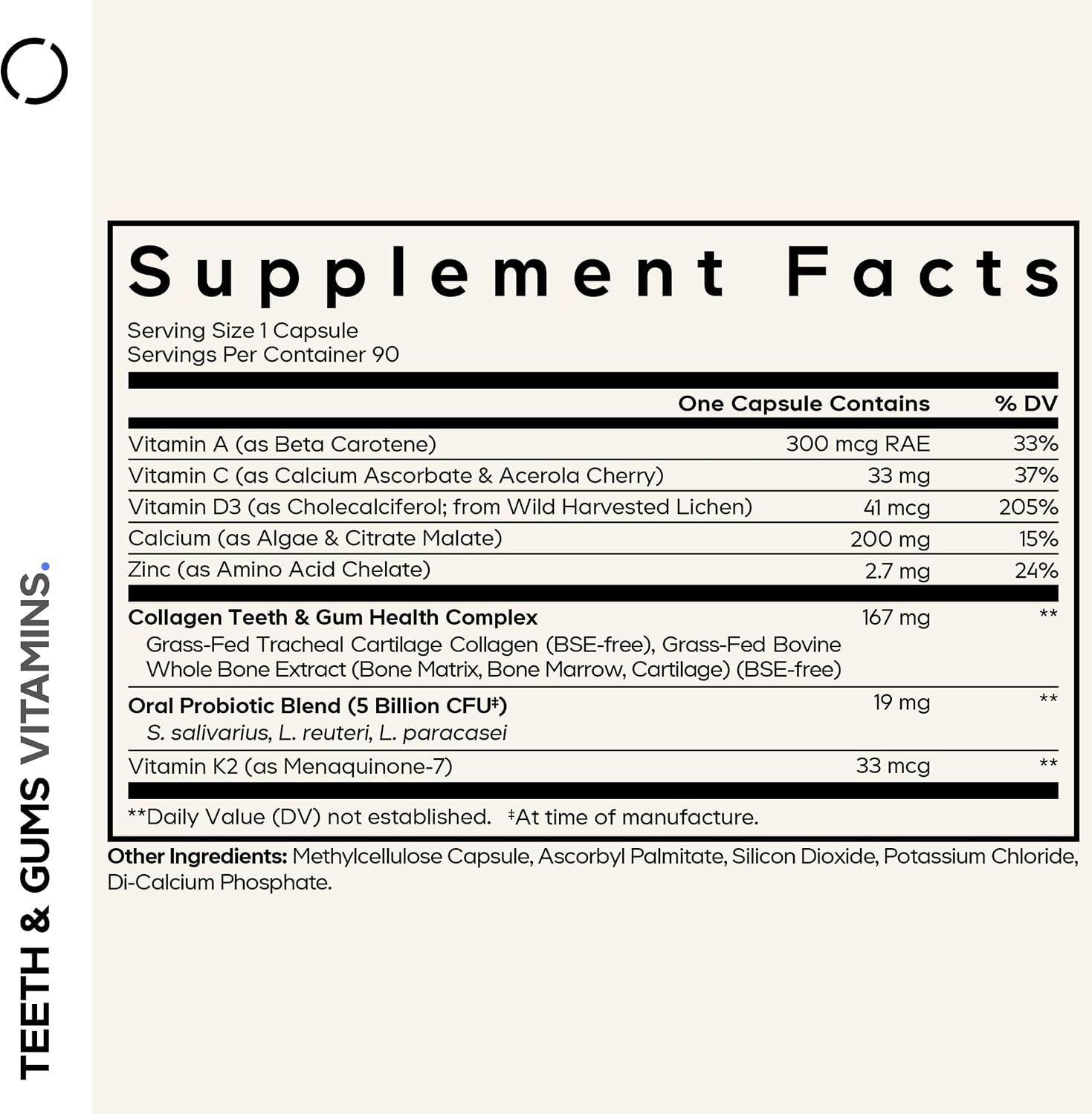 Codeage Teeth & Gums Vitaminas y Probióticos Orales - Suplemento dental con Calcio, Colágeno, Vitaminas C, D3, K2, Zinc - Paquete de 2