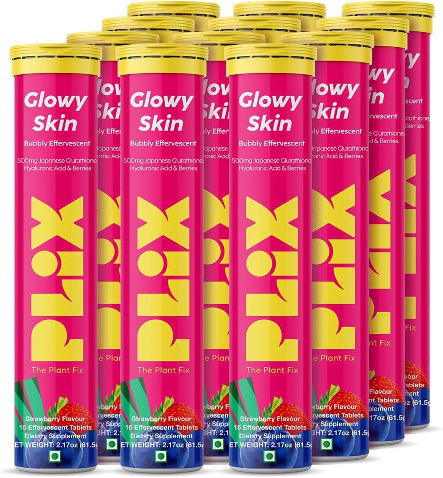 PLIX - THE PLANT FIX Comprimidos Efervescentes Glutathione con Vitamina C, Sabor Fresa (15 uds)