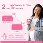 GOJOY NATURALS Gominolas prenatales con colina y DHA - Para preconcepción, embarazo y posparto - Colina bitartrato 250mg + DHA 150mg - Vegano, sin azúcar, no GMO