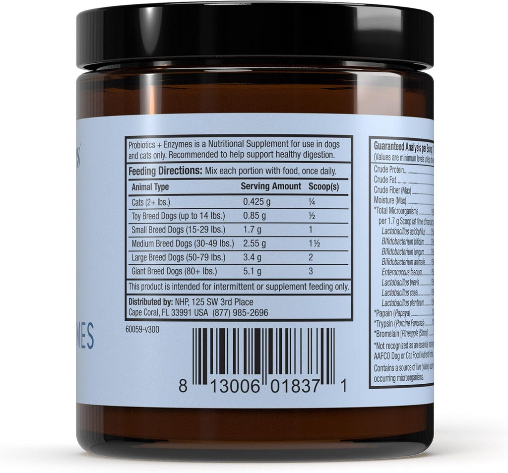 Bark & Whiskers Probiotics + Enzymes - Probióticos y Enzimas para Perros y Gatos - 60 Cucharadas
