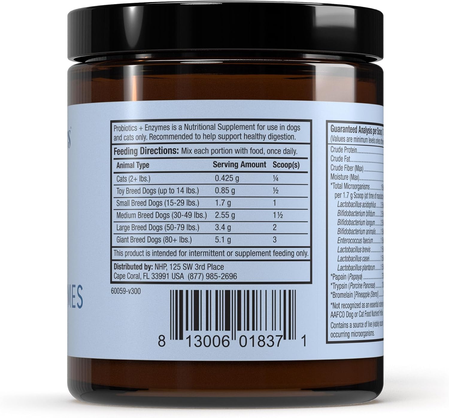 Bark & Whiskers Probiotics + Enzymes - Probióticos y Enzimas para Perros y Gatos - 60 Cucharadas