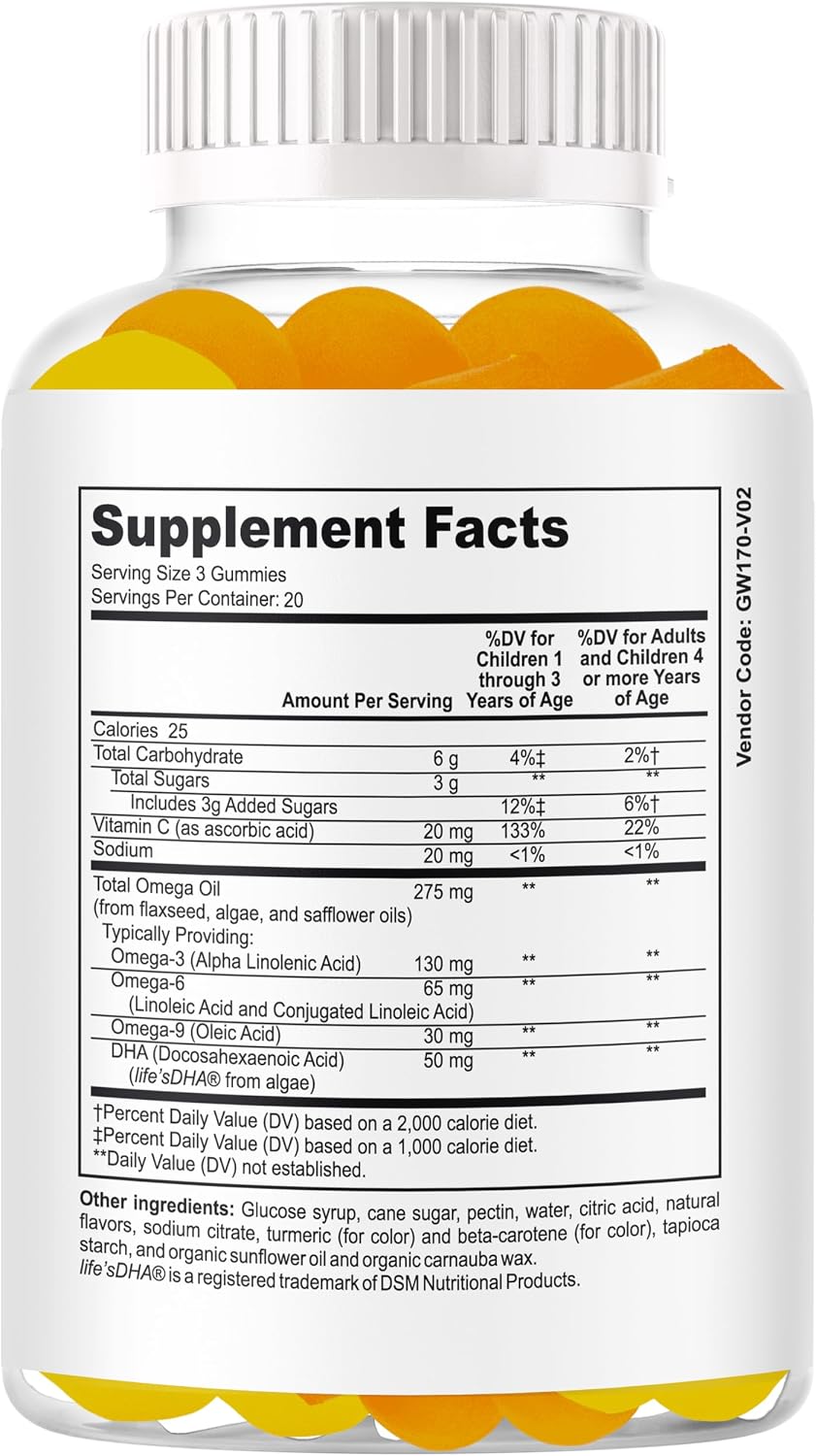 BrightKids Omega 3 y DHA Gominolas para Niños - Enfoque y Memoria