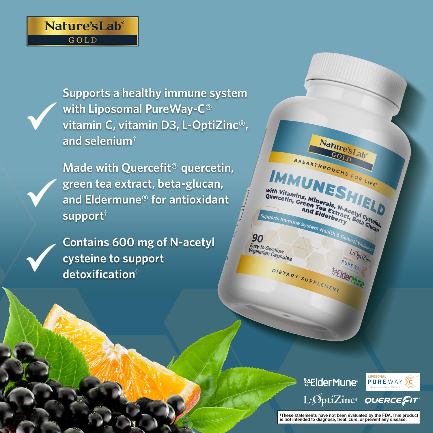 Nature's Lab Gold ImmuneShield - 90 Cápsulas (30 Días) - Apoyo Inmunitario