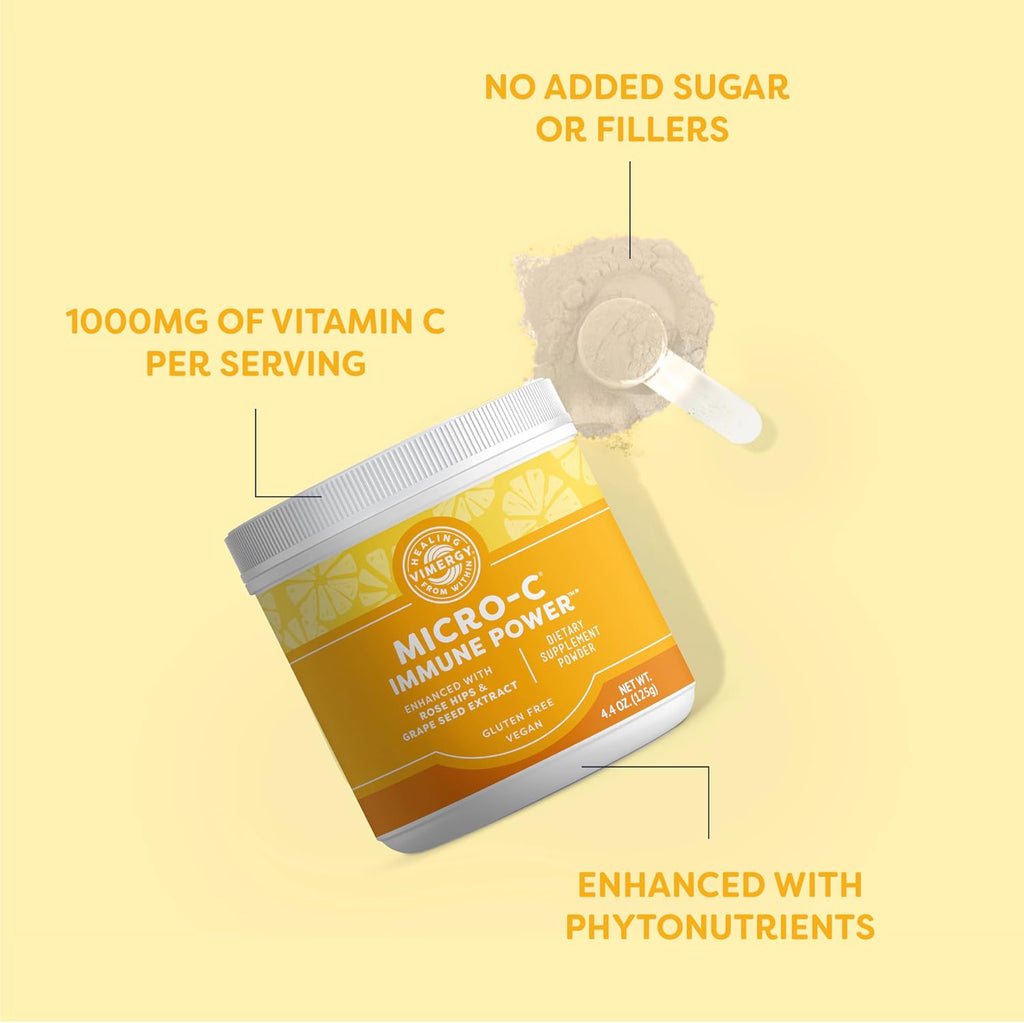 Vimergy Micro-C Immune Power - 35 2000mg Servings - Gentle Form - Antioxidant Phytonutrients - Immune & Nerve Support - Benefits Bone & Cartilage - Gluten-Free, Kosher, Vegan (125g)