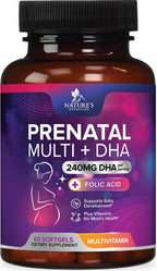 Vitaminas Prenatales con Ácido Fólico y Omega 3 DHA - 60 Cápsulas Blandas