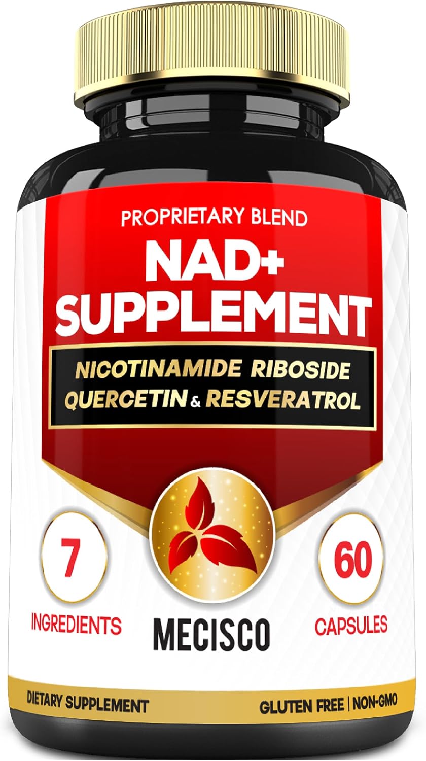 Mecisco NAD+ Suplemento con Nicotinamida Ribósido, Quercetina, Resveratrol, Cúrcuma, Rhodiola Rosea y Astrágalo - 60 Cápsulas