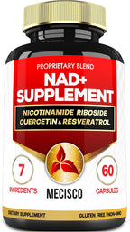 Mecisco NAD+ Suplemento con Nicotinamida Ribósido, Quercetina, Resveratrol, Cúrcuma, Rhodiola Rosea y Astrágalo - 60 Cápsulas