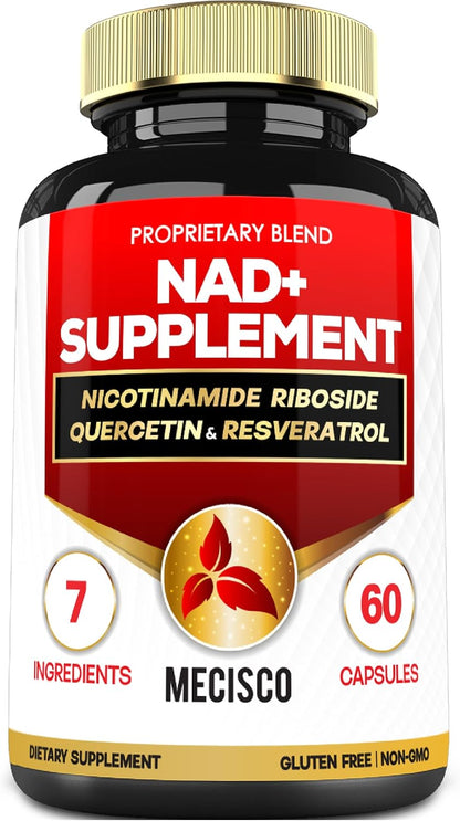 Mecisco NAD+ Suplemento con Nicotinamida Ribósido, Quercetina, Resveratrol, Cúrcuma, Rhodiola Rosea y Astrágalo - 60 Cápsulas