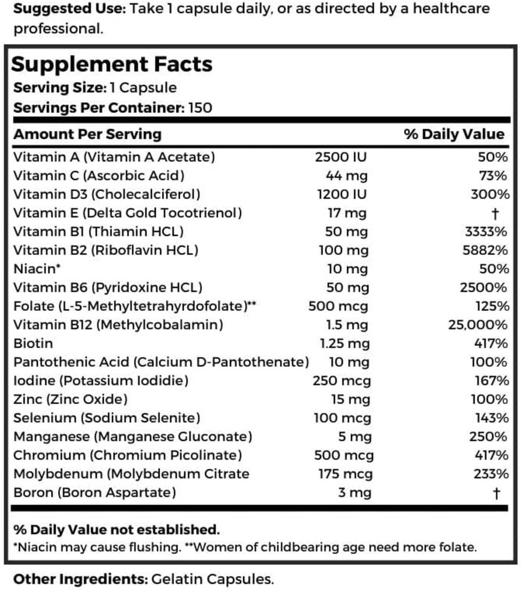 Dr Clark Store CRaNiULS Multivitamínico y Mineral, 520 mg, 150 Cápsulas de Gelatina