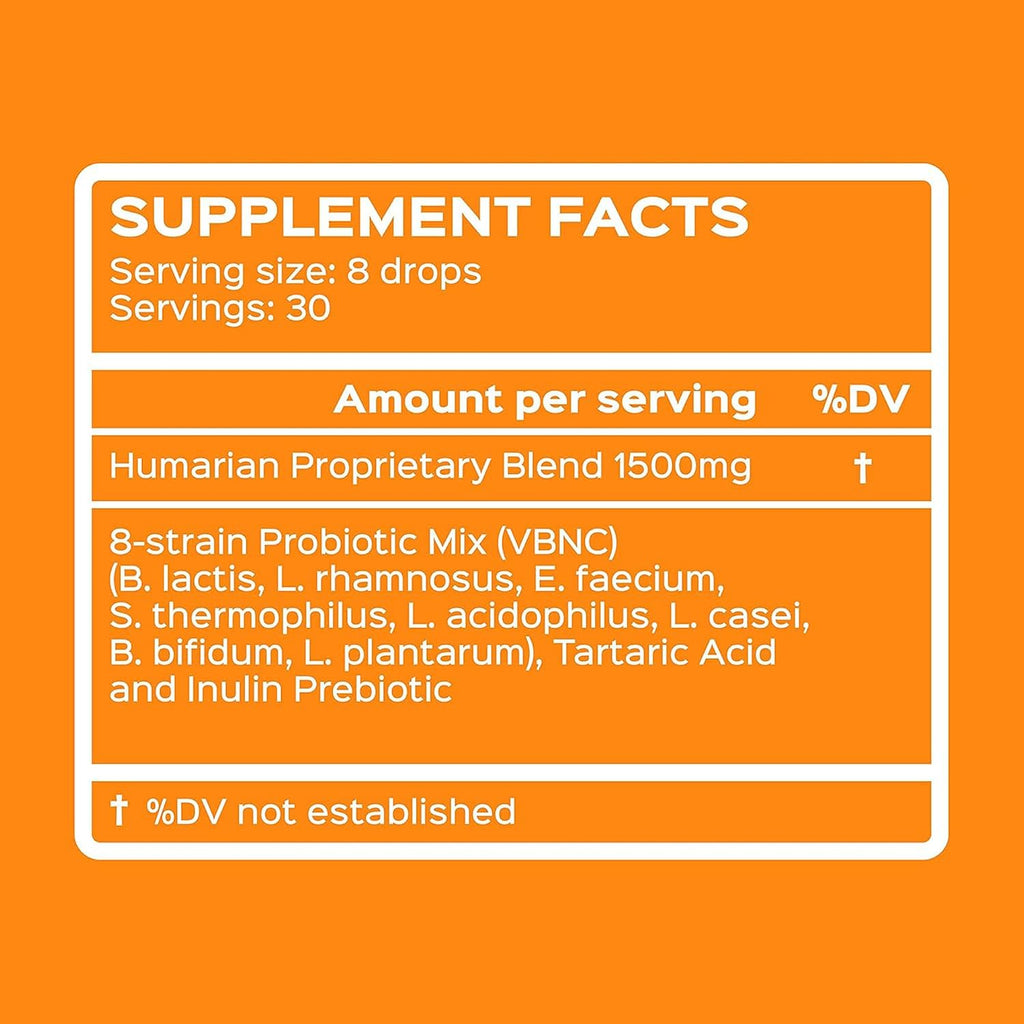 Humarian Probonix Probióticos Líquidos para Perros - 8 Cepas - Salud Digestiva, Dental e Inmunidad - 30 Días - Sabor Hígado