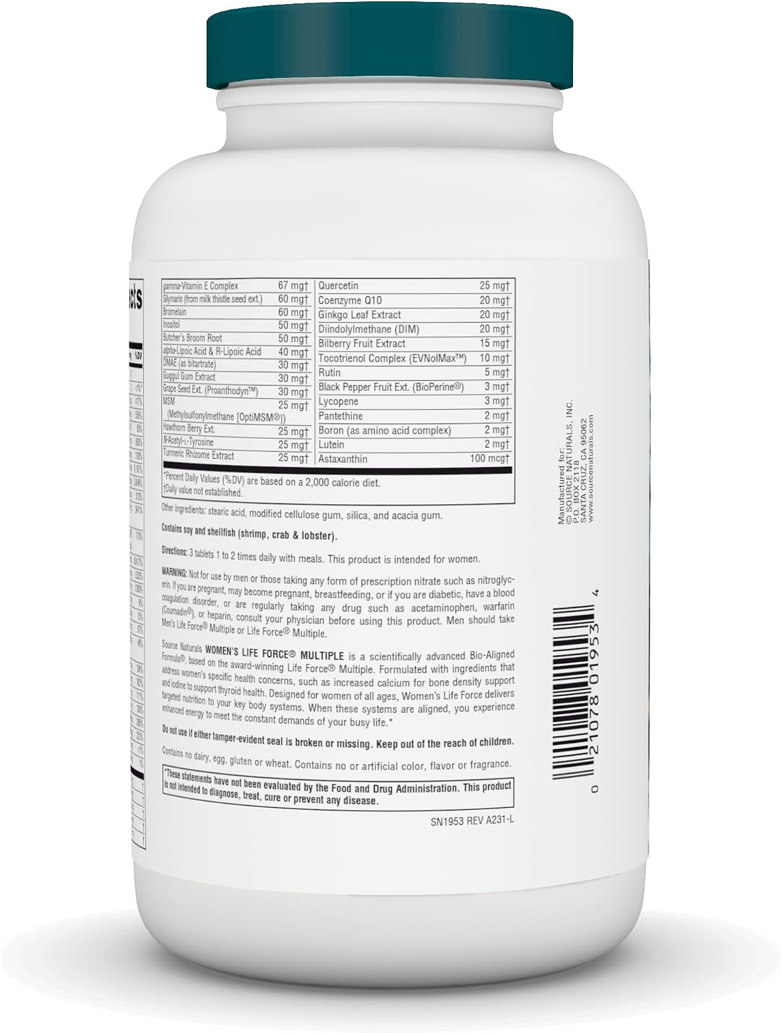 Source Naturals Women's Life Force Multiple, 180 Comprimidos