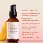 InstaNatural Sérum Facial de Vitamina C con Ácido Hialurónico y Ácido Ferúlico | Fórmula Iluminadora e Hidratante para una Piel Radiante y Suave - 60 ml