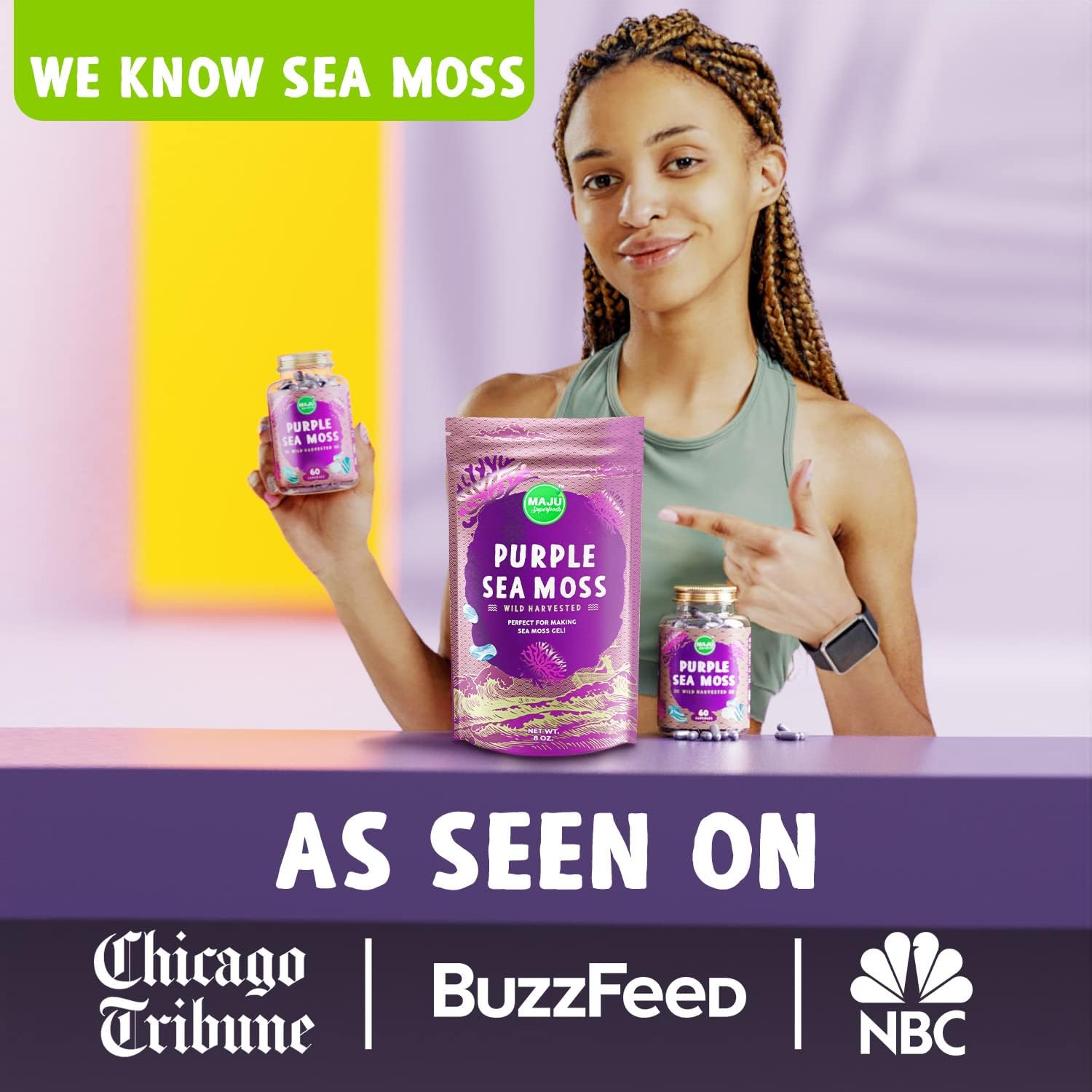 MAJU's Powerful Purple Sea Moss Capsules (60 ct) - Musgo Marino Púrpura Extra Fuerte