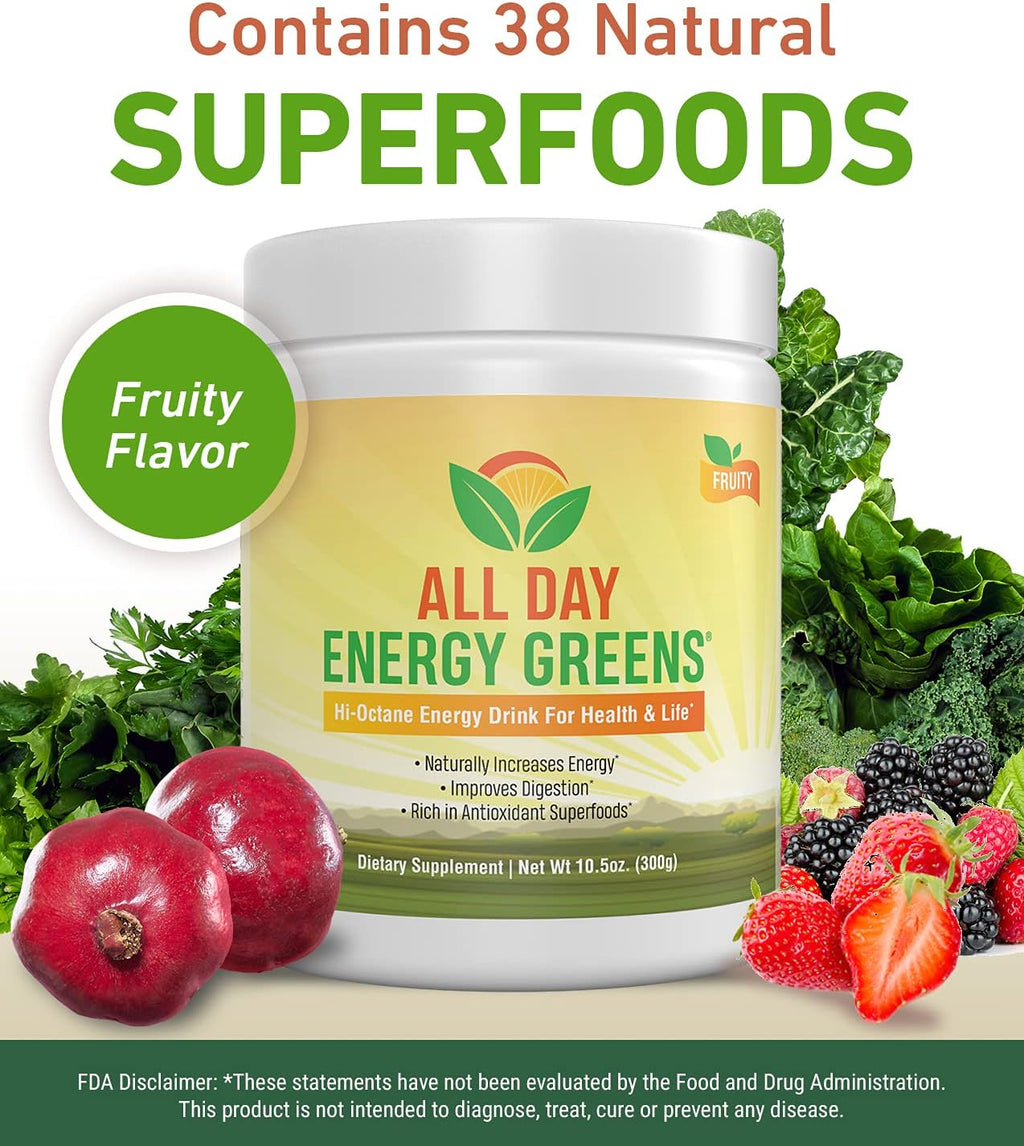 IVL - All Day Energy Greens - Superfood Green Powder Blend, Fruity Flavor