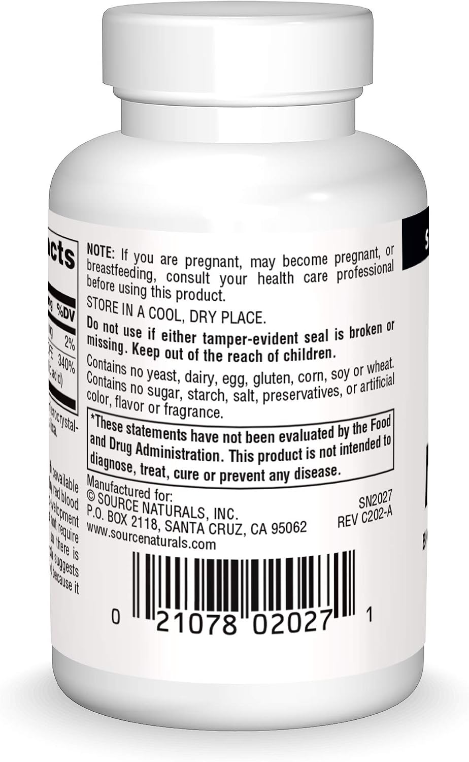 Source Naturals MegaFolinic 800 mcg, 60 Comprimidos