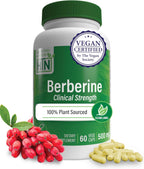Health Thru Nutrition Berberine HCl 500mg 60 Cápsulas | Suplemento de Alta Potencia | Vegano | Sin OGM | Sin Soja | Probado por Terceros